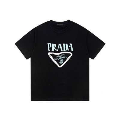 프라다 남성 크루넥 블랙 반팔티 - Prada Mens Black Short sleeved Tshirts - pr540x