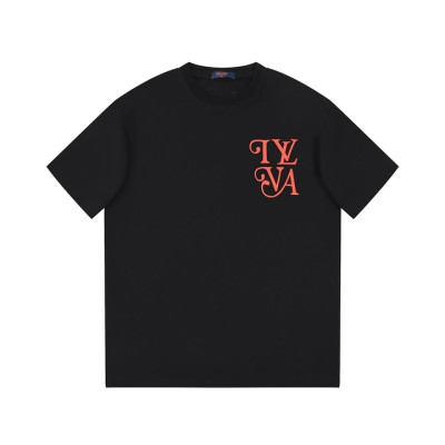 루이비통 남성 블랙 크루넥 반팔티 - Louis vuitton Mens Black Short sleeved Tshirts - lv1149x