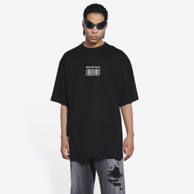 발렌시아가 남성 블랙 크루넥 반팔티 - Balenciaga Mens Black Short sleeved Tshirts - ba456x