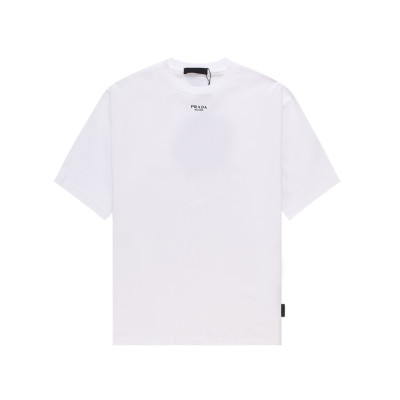 프라다 남성 크루넥 화이트 반팔티 - Prada Mens White Short sleeved Tshirts - pr547x