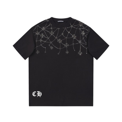 크롬하츠 남성 블랙 크루넥 반팔티 - Chrom Hearts Mens Black Short sleeved Tshirts - ch152x