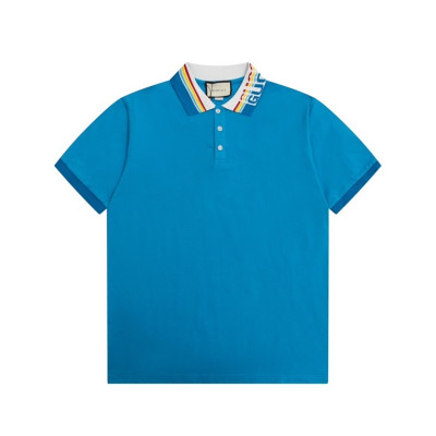 구찌 남성 블루 폴로 반팔티 - Gucci Mens Blue Short sleeved Tshirts - gu747x