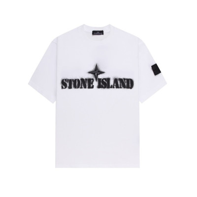 스톤아일랜드 남성 화이트 크루넥 반팔티 - Stone Island Mens White Tshirts - st77x