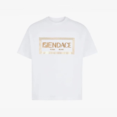 펜디 남성 화이트 크루넥 반팔티 - Fendi Mens White Short sleeved Tshirts - fe142x