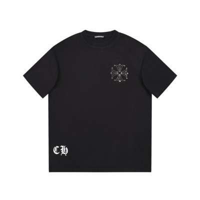 크롬하츠 남성 블랙 크루넥 반팔티 - Chrom Hearts Mens Black Short sleeved Tshirts - ch158x