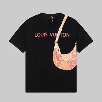 루이비통 남성 블랙 크루넥 반팔티 - Louis vuitton Mens Black Short sleeved Tshirts - lv1368x