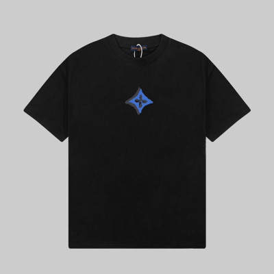 루이비통 남성 블랙 크루넥 반팔티 - Louis vuitton Mens Black Short sleeved Tshirts - lv1372x