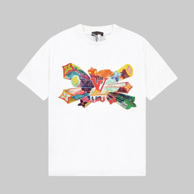 루이비통 남성 화이트 크루넥 반팔티 - Louis vuitton Mens White Short sleeved Tshirts - lv1374x