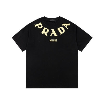 프라다 남성 크루넥 블랙 반팔티 - Prada Mens Black Short sleeved Tshirts - pr565x