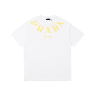 프라다 남성 크루넥 화이트 반팔티 - Prada Mens White Short sleeved Tshirts - pr566x