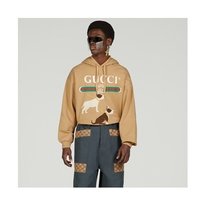 구찌 남/녀 트렌디 카멜 후드티 -  Gucci Unisex Camel Hoodie - gu766x