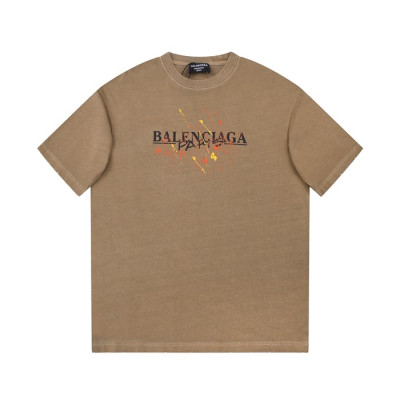 발렌시아가 남성 카멜 크루넥 반팔티 - Balenciaga Mens Camel Short sleeved Tshirts - ba486x