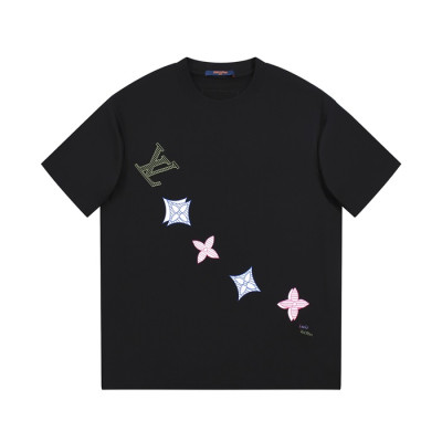 루이비통 남성 블랙 크루넥 반팔티 - Louis vuitton Mens Black Short sleeved Tshirts - lv1397x