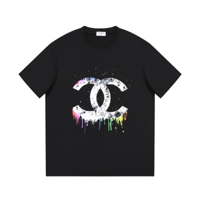 샤넬 남/녀 크루넥 블랙 반팔티 - Chanel Unisex Black Tshirts - ch430x