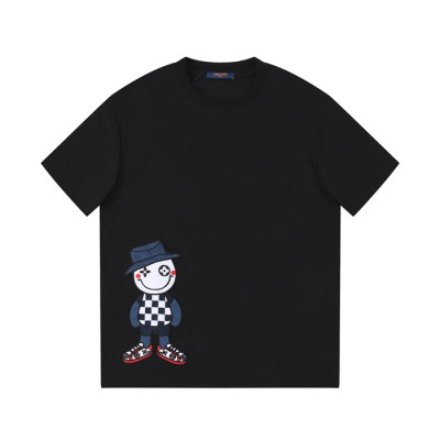 루이비통 남성 블랙 크루넥 반팔티 - Louis vuitton Mens Black Short sleeved Tshirts - lv1403x