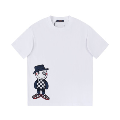 루이비통 남성 화이트 크루넥 반팔티 - Louis vuitton Mens White Short sleeved Tshirts - lv1404x