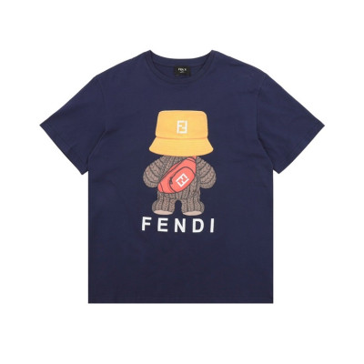 펜디 남성 네이비 크루넥 반팔티 - Fendi Mens Navy Short sleeved Tshirts - fe148x