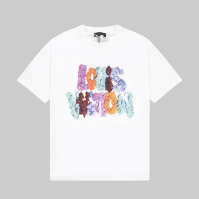 루이비통 남성 화이트 크루넥 반팔티 - Louis vuitton Mens White Short sleeved Tshirts - lv1425x