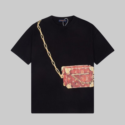 루이비통 남성 블랙 크루넥 반팔티 - Louis vuitton Mens Black Short sleeved Tshirts - lv1426x