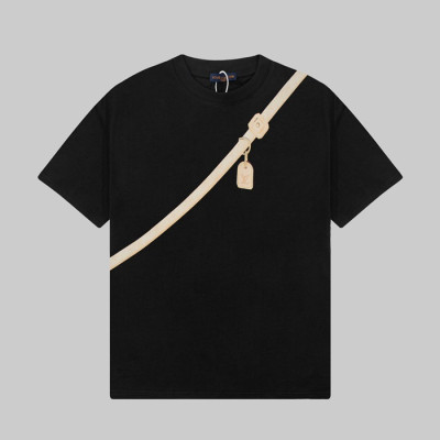 루이비통 남성 블랙 크루넥 반팔티 - Louis vuitton Mens Black Short sleeved Tshirts - lv1428x