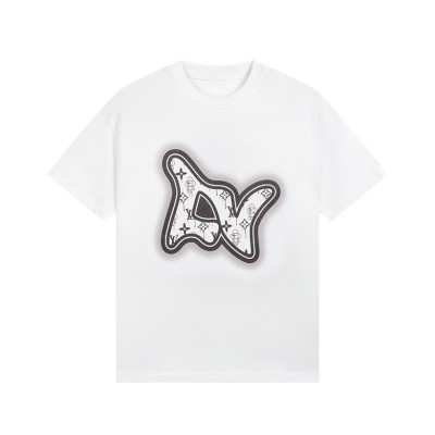 루이비통 남성 화이트 크루넥 반팔티 - Louis vuitton Mens White Short sleeved Tshirts - lv1432x