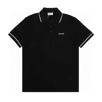 셀린느 남성 블랙 폴로 반팔티 - Celine Mens Black Short sleeved T-shirts - ce170x