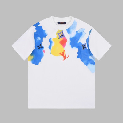 루이비통 남성 크루넥 화이트 반팔티 - Louis vuitton Mens White Short Sleeved Tshirts - lv1483x