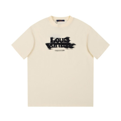 루이비통 남성 크루넥 아이보리 반팔티 - Loouis vuitton Mens Ivory Short sleeved Tshirts - lv1486x