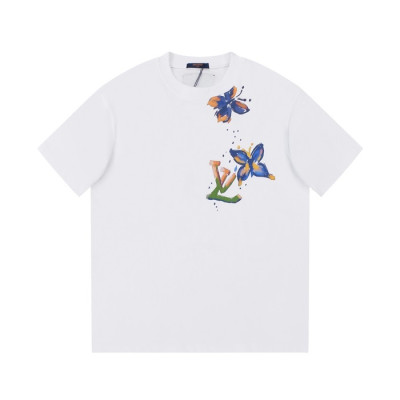 루이비통 남성 크루넥 화이트 반팔티 - Louis vuitton Mens White Short sleeved Tshirts - lv1496x