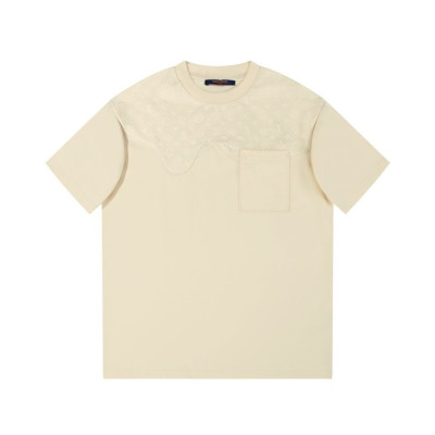 루이비통 남성 크루넥 아이보리 반팔티 - Louis vuitton Mens Ivory Short sleeved Tshirts - lv1518x