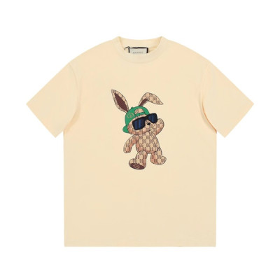 구찌 남/녀 아이보리 크루넥 반팔티 - Gucci Unisex Ivory Short sleeved Tshirts - gu828x