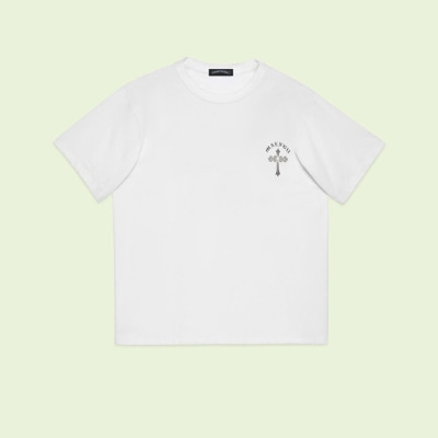 크롬하츠 남성 화이트 크루넥 반팔티 - Chrom Hearts Mens White Tshirts - ch182x