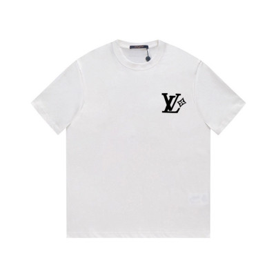 루이비통 남성 크루넥 화이트 반팔티 - Louis vuitton Mens White Short sleeved Tshirts - lv1569x