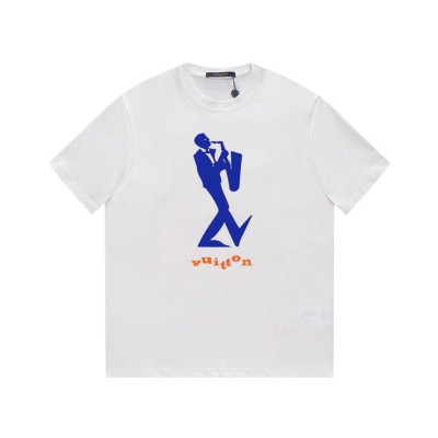 루이비통 남성 크루넥 화이트 반팔티 - Louis vuitton Mens White Short sleeved Tshirts - lv1571x