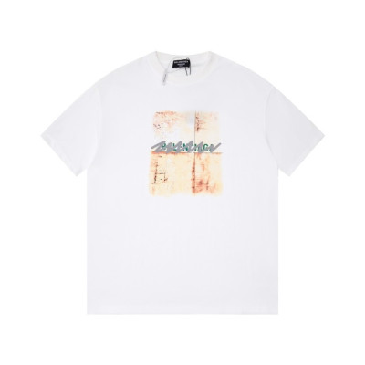 발렌시아가 남성 화이트 크루넥 반팔티 - Balenciaga Mens White Short sleeved Tshirts - ba521x