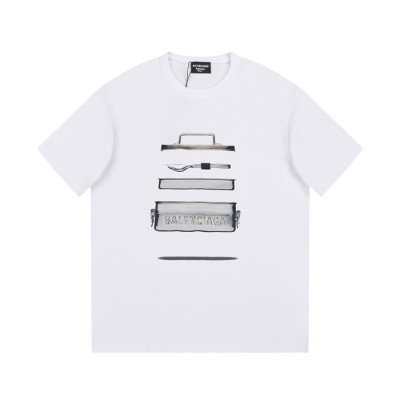 발렌시아가 남성 화이트 크루넥 반팔티 - Balenciaga Mens White Short sleeved Tshirts - ba523x