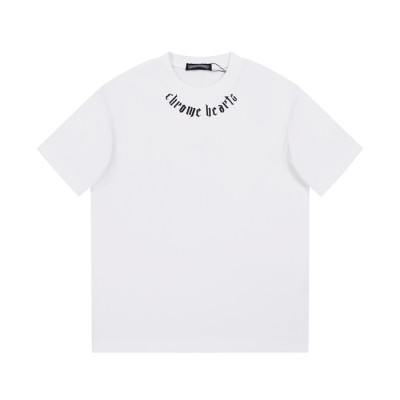 크롬하츠 남성 화이트 크루넥 반팔티 - Chrom Hearts Mens White Short sleeved Tshirts - ch185x