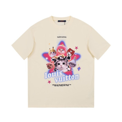 루이비통 남성 크루넥 아이보리 반팔티 - Louis vuitton Mens Ivory Short sleeved Tshirts - lv1593x