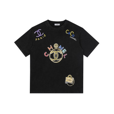 샤넬 남/녀 크루넥 블랙 반팔티 - Chanel Unisex Black Tshirts - ch477x