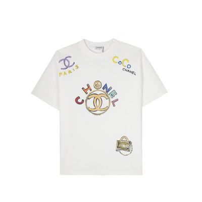 샤넬 남/녀 크루넥 화이트 반팔티 - Chanel Unisex White Tshirts - ch481x