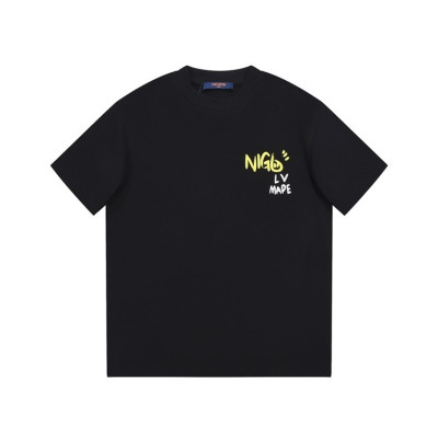 루이비통 남성 크루넥 블랙 반팔티 - Louis vuitton Mens Black Short sleeved Tshirts - lv1610x