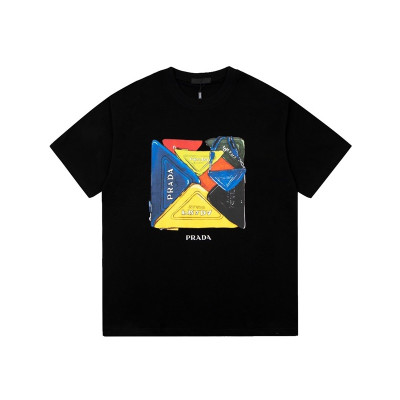 프라다 남성 크루넥 블랙 반팔티 - Prada Mens Black Short sleeved Tshirts - pr631x