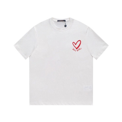 루이비통 남성 크루넥 화이트 반팔티 - Louis vuitton Mens White Short sleeved Tshirts - lv1623x