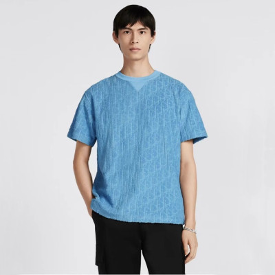 디올 남성 블루 크루넥 반팔티 - Dior Mens Blue Short sleeved Tshirts - di585x