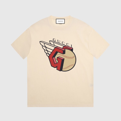 구찌 남/녀 아이보리 크루넥 반팔티 - Gucci Unisex Ivory Short sleeved Tshirts - gu882x