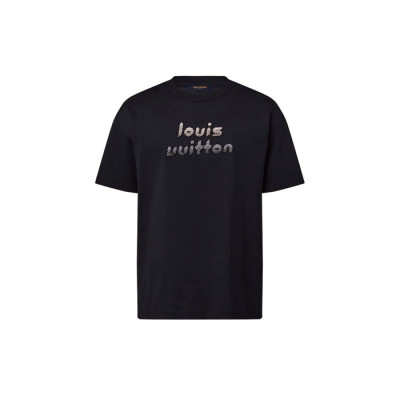 루이비통 남성 크루넥 블랙 반팔티 - Louis vuitton Mens Black Short sleeved Tshirts - lv1635x