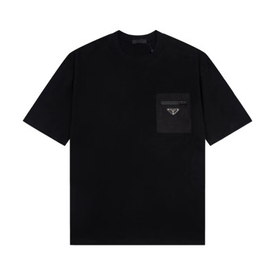 프라다 남성 크루넥 블랙 반팔티 - Prada Mens Black Short sleeved Tshirts - pr649x