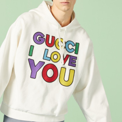 구찌 남/녀 트렌디 화이트 후드티 -  Gucci Unisex White Hoodie - gu918x