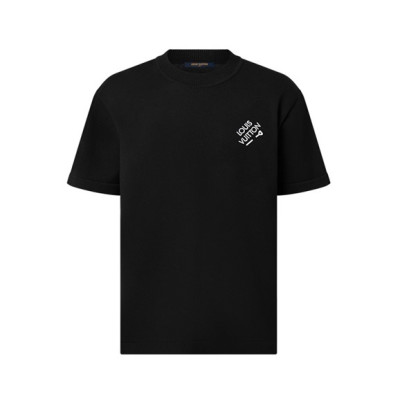 루이비통 남성 크루넥 블랙 반팔티 - Louis vuitton Mens Black Short sleeved Tshirts - lv1699x