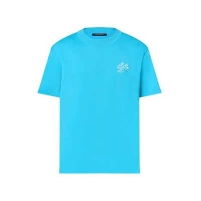 루이비통 남성 크루넥 블루 반팔티 - Louis vuitton Mens Blue Short sleeved Tshirts - lv1600x